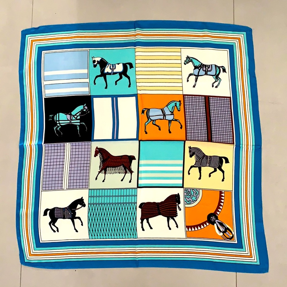 New Vintage Horse Silk- Like Scarf